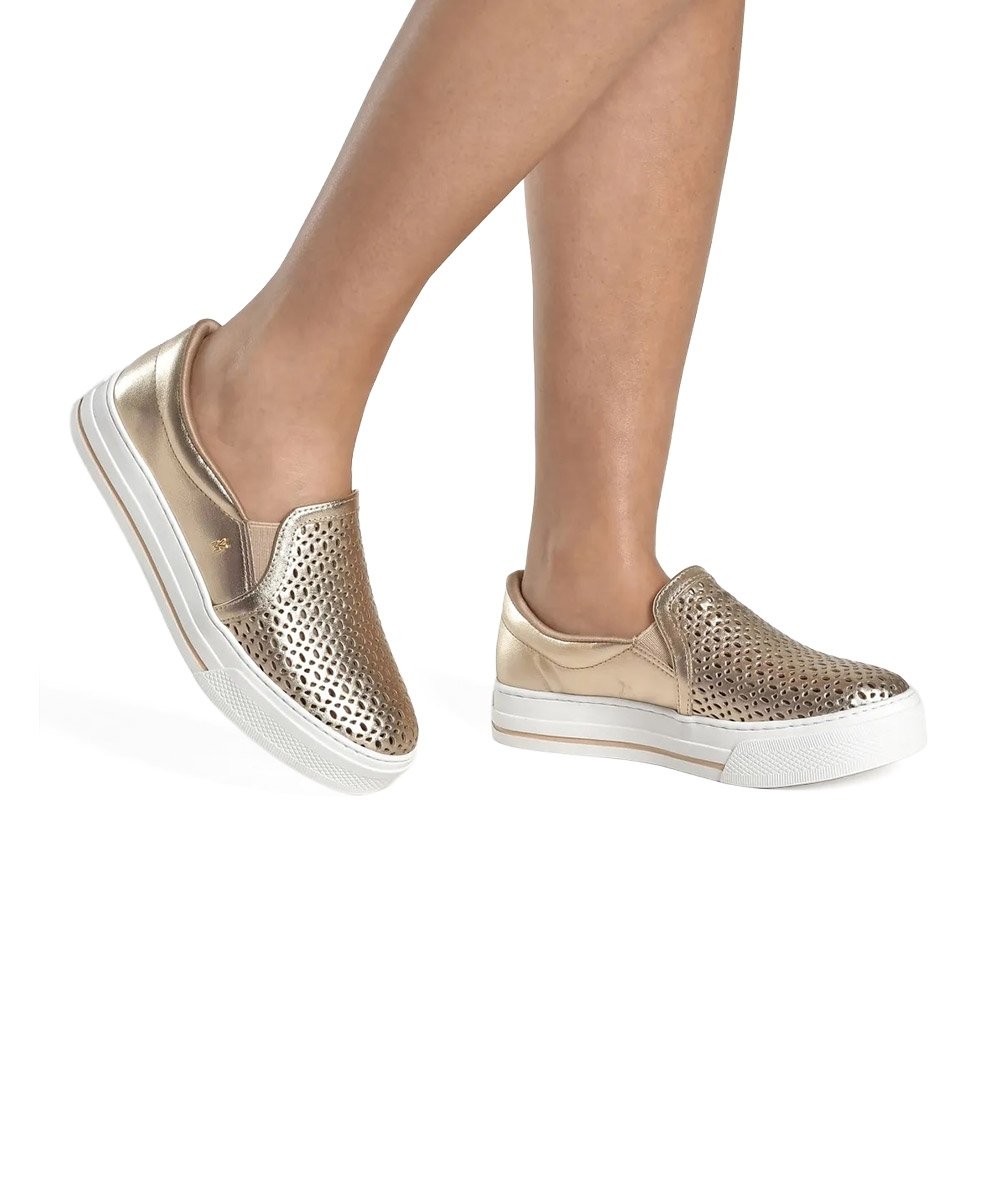 Tênis Feminino Via Marte Casual Dourado Dourado 4