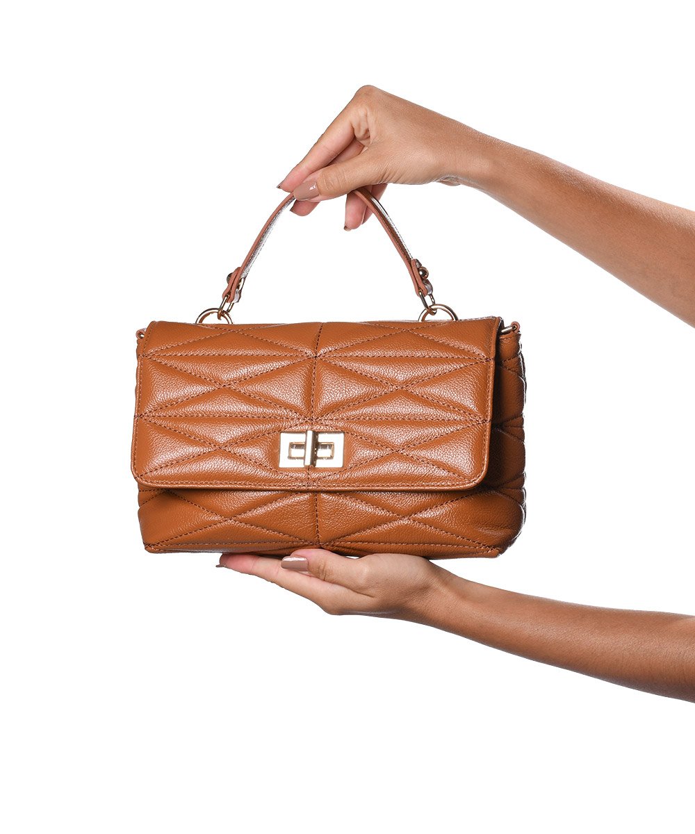 Bolsa Ombro Loucos E Santos Matelassê Couro Moca Marrom 3