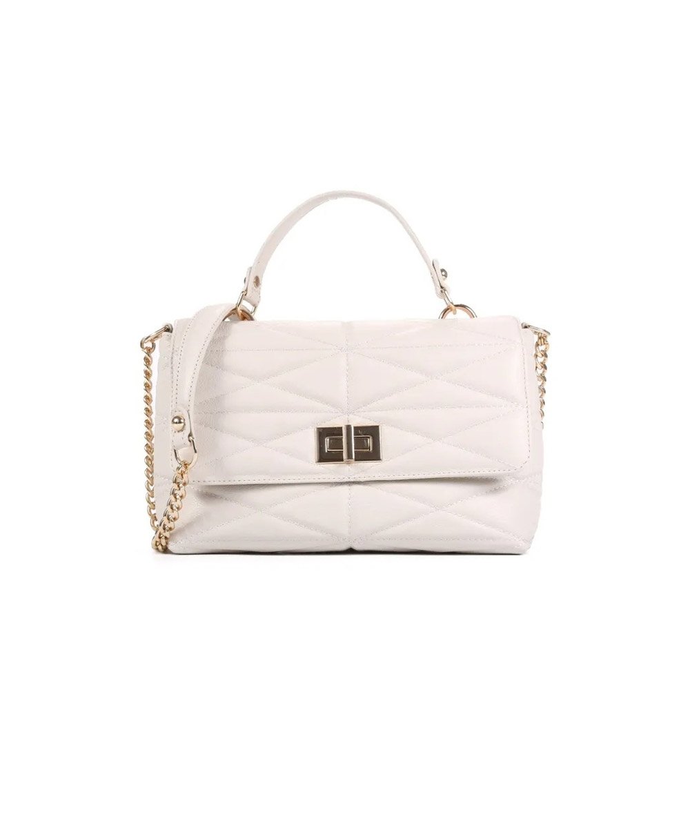 Bolsa Ombro Loucos E Santos Matelassê Couro Off White