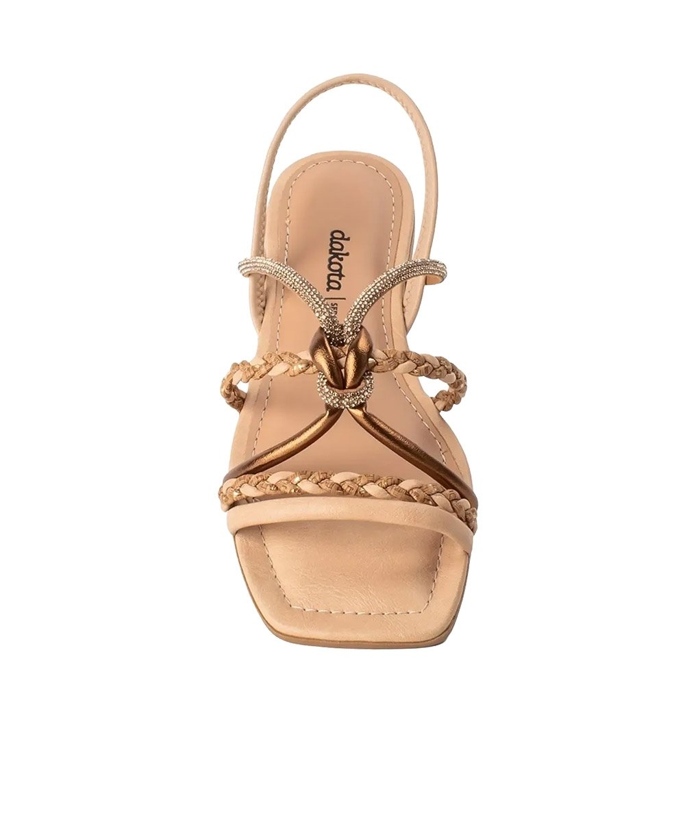 Sandália Dakota Rasteira Tiras Strass Multicolor Bege 3