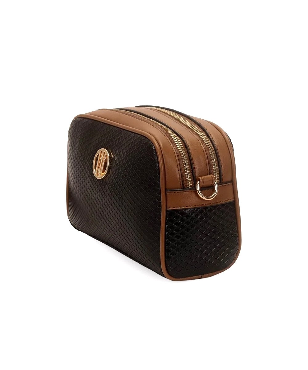 Bolsa Transversal Wj Grande com Textura Preto Preto 3