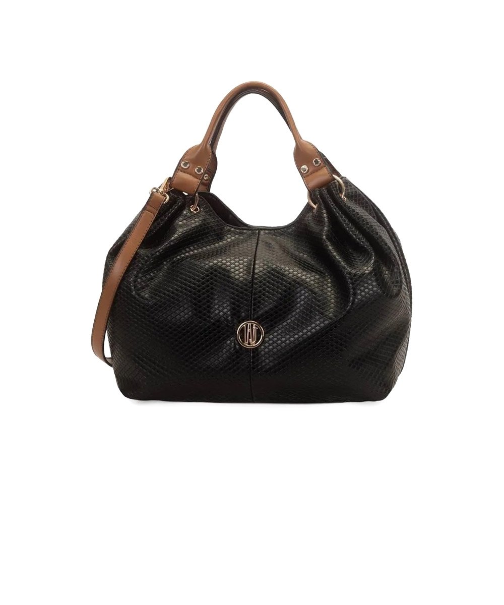 Bolsa Hobo Wj Grande com Textura Preto