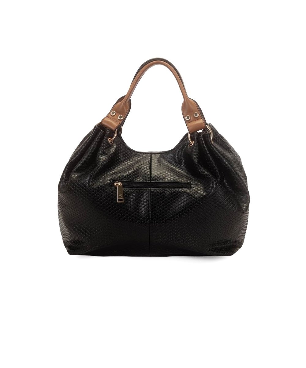 Bolsa Hobo Wj Grande com Textura Preto Preto 5