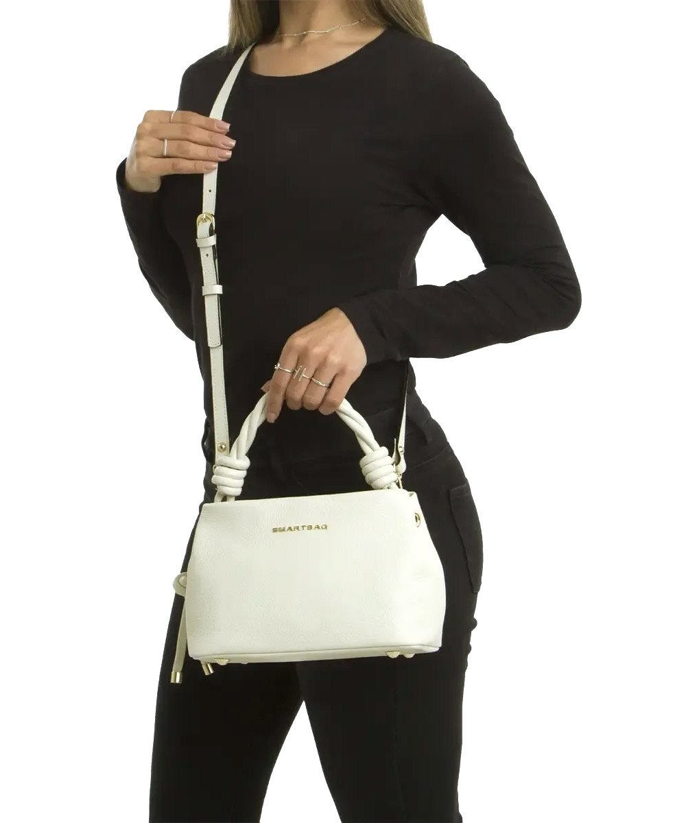 Bolsa de Mão Smart Bag Pequena Couro Marfim Branco 2