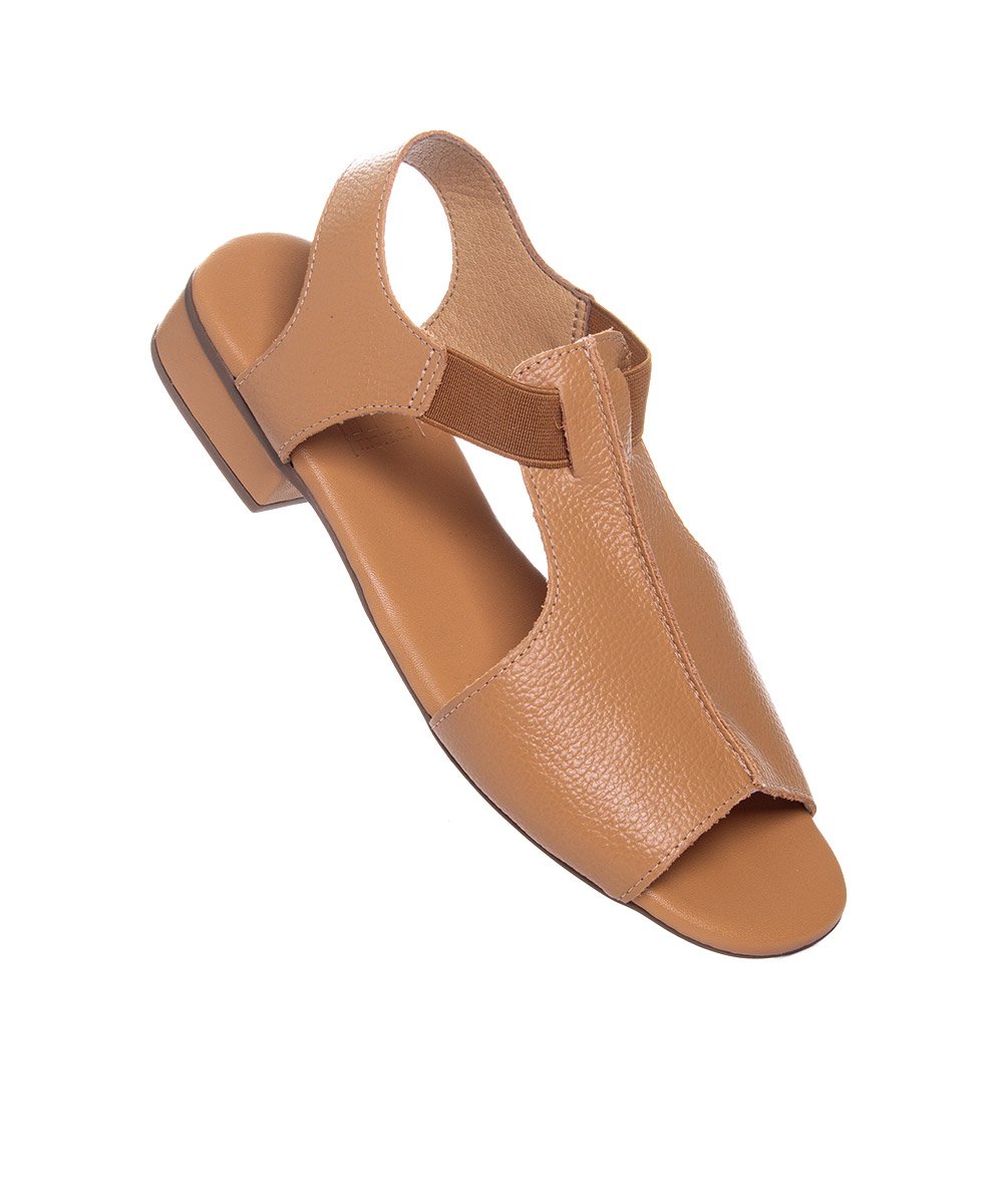 Sandália Anne Moraes Salto Baixo Couro Caramelo Marrom 2