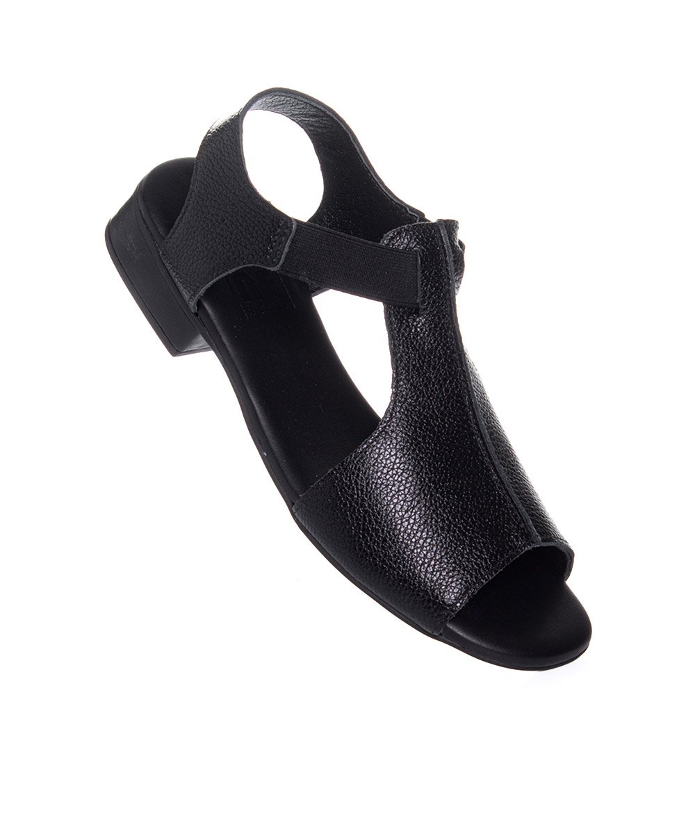 Sandália Anne Moraes Salto Baixo Couro Preto Preto 3