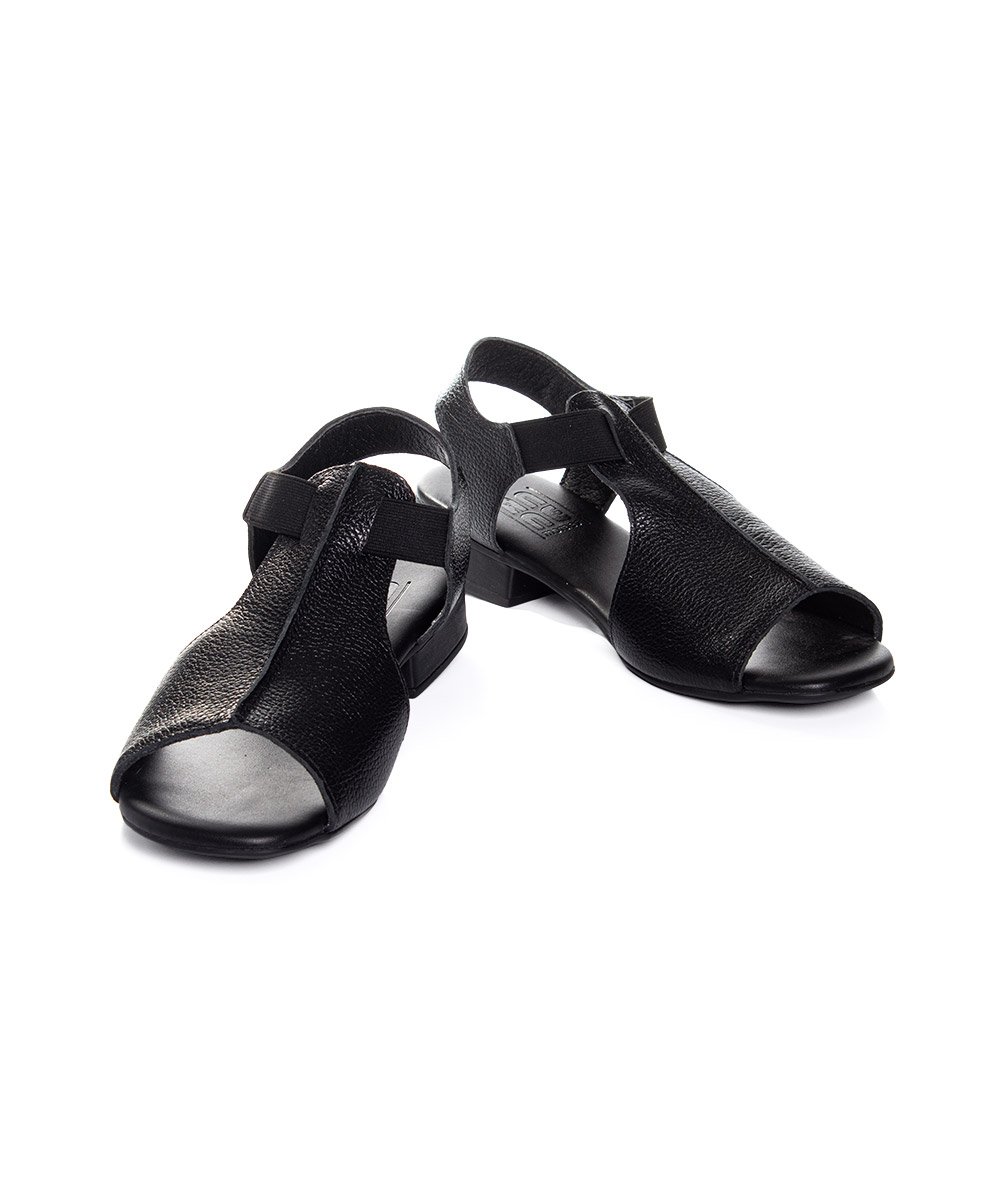 Sandália Anne Moraes Salto Baixo Couro Preto Preto 4