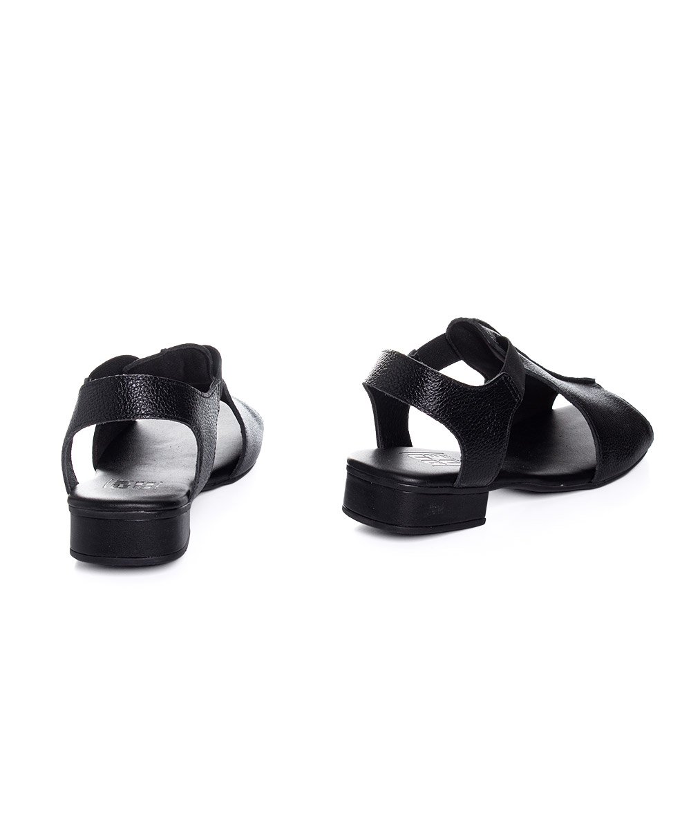 Sandália Anne Moraes Salto Baixo Couro Preto Preto 5