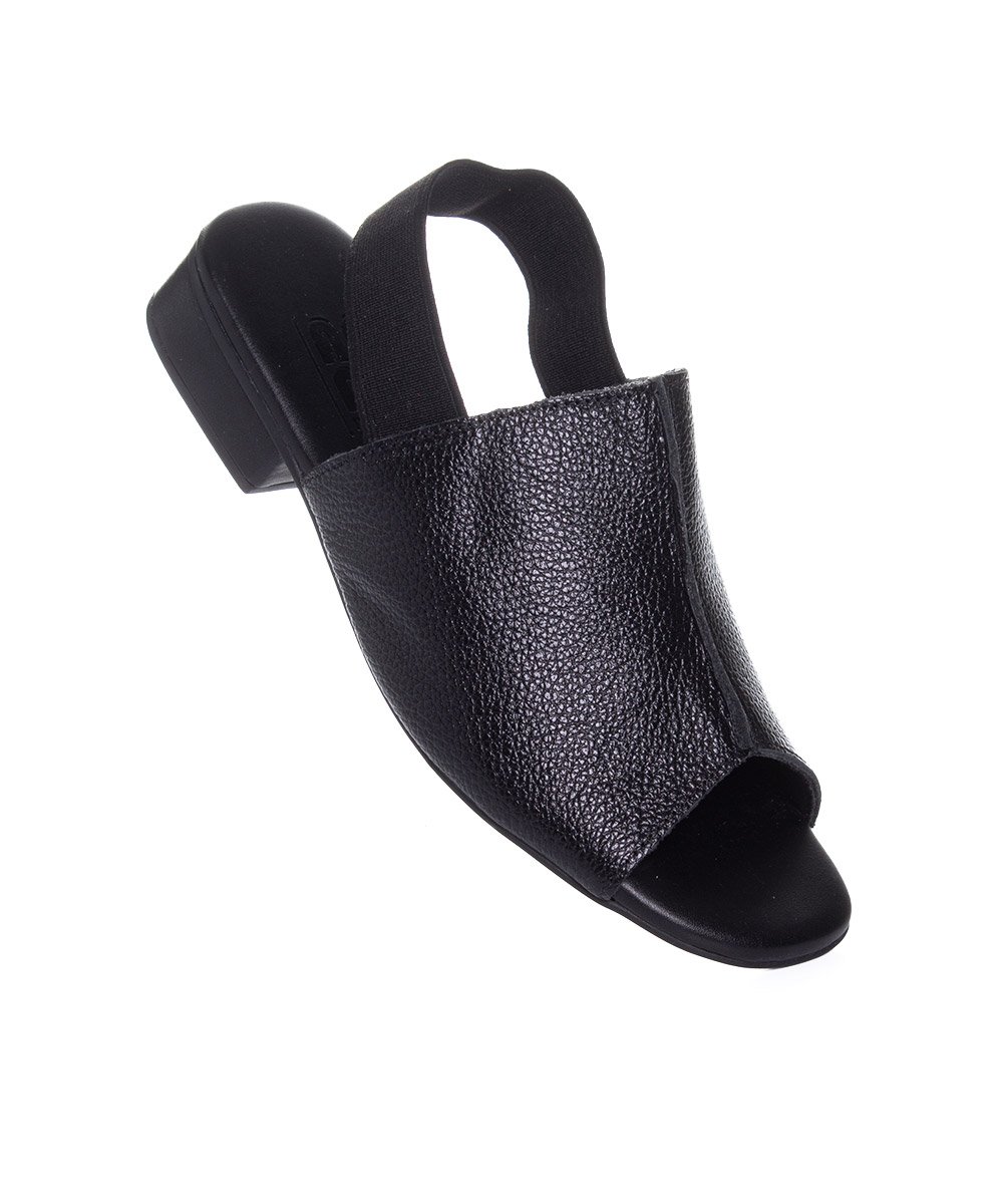 Sandália Anne Moraes Salto Baixo Couro Preto Preto 2