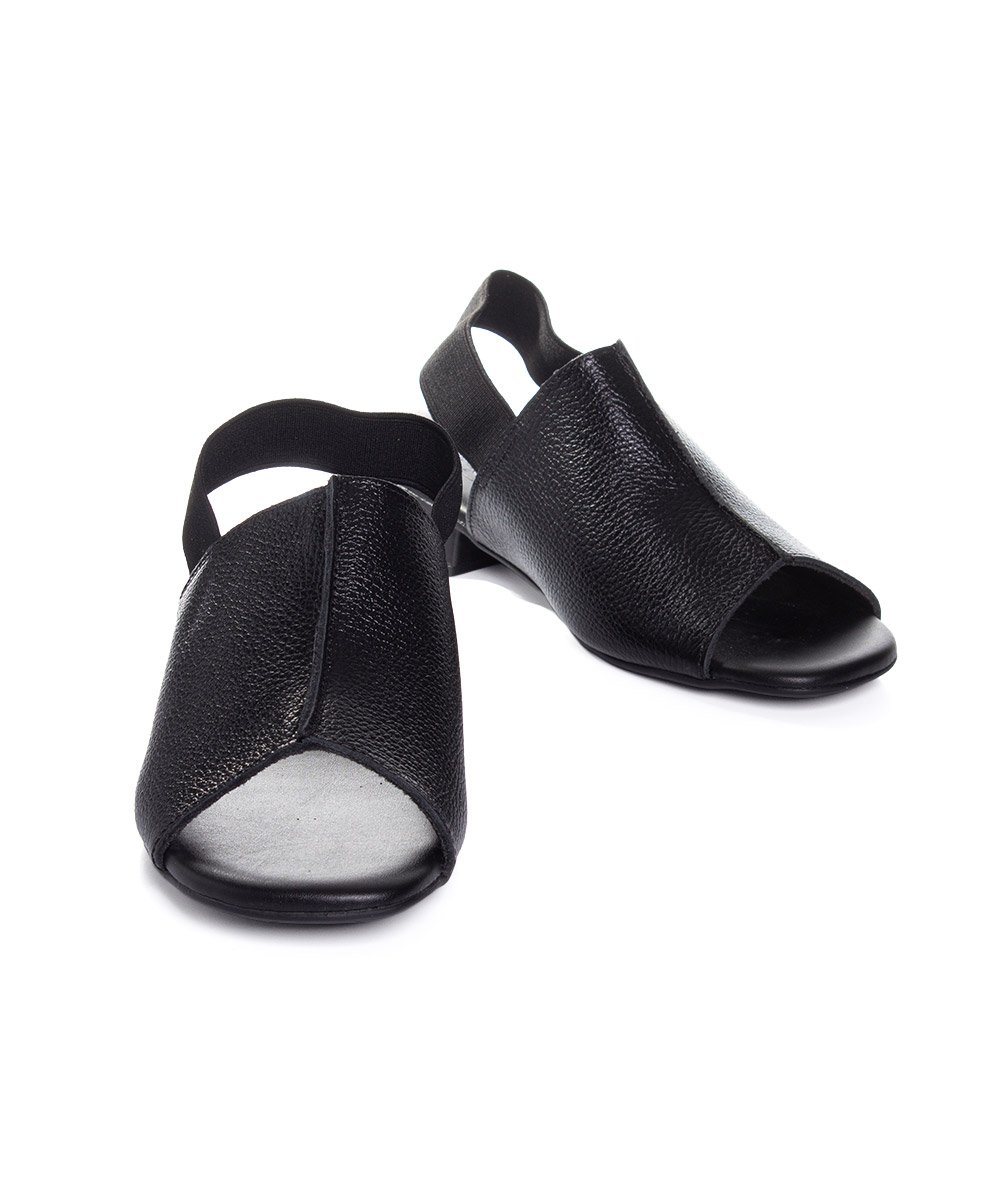 Sandália Anne Moraes Salto Baixo Couro Preto Preto 4