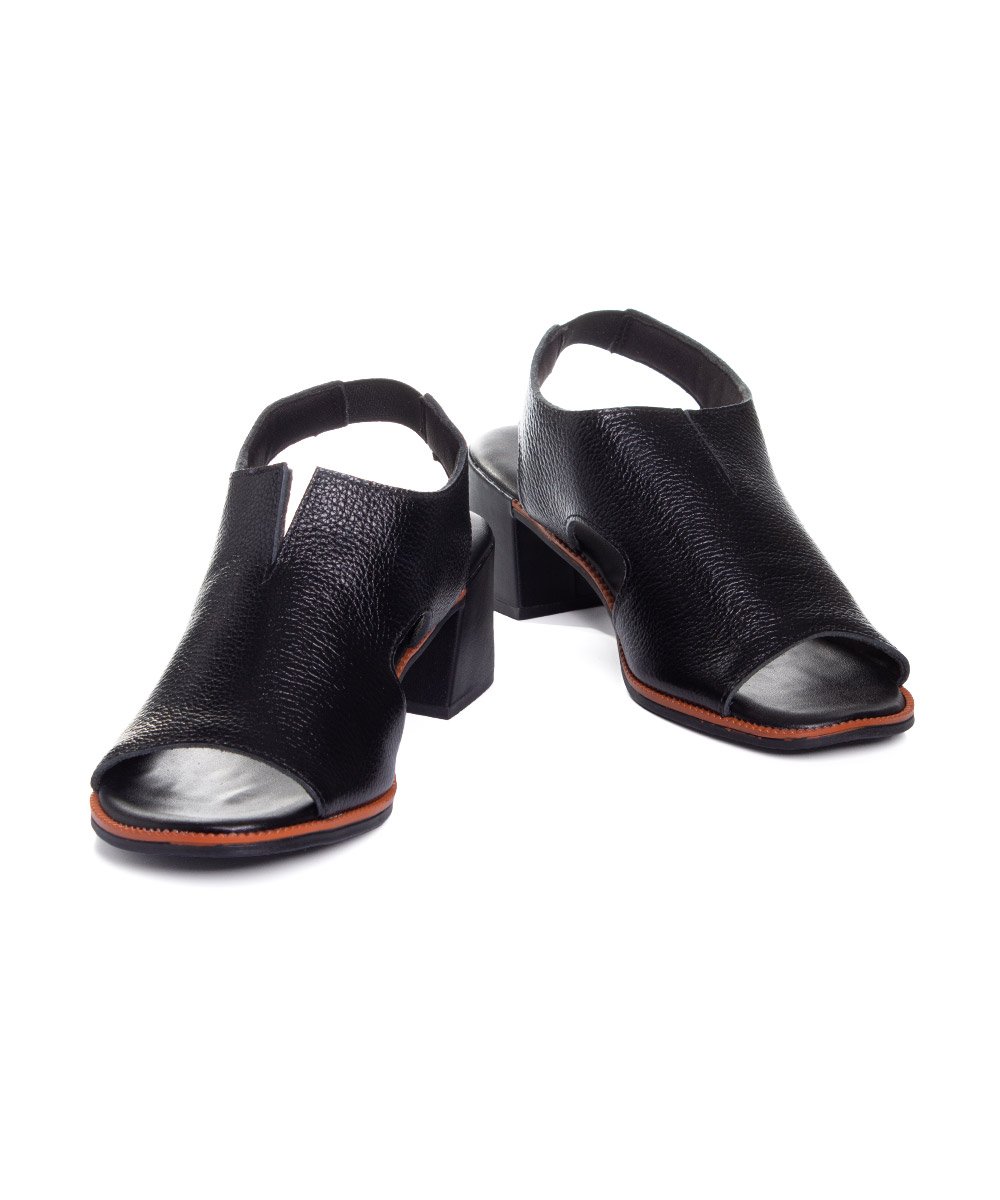 Sandália Anne Moraes Salto Bloco Couro Preto Preto 4