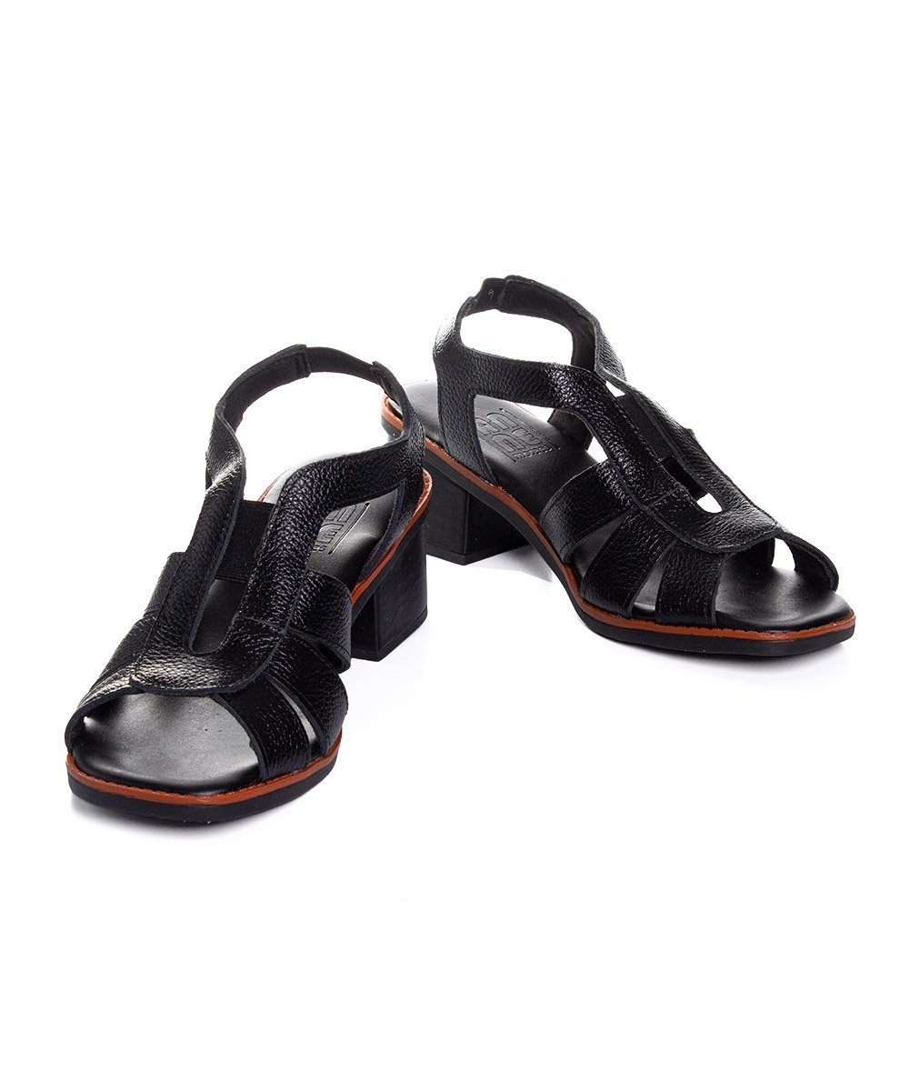 Sandália Anne Moraes Salto Bloco Couro Preto Preto 4