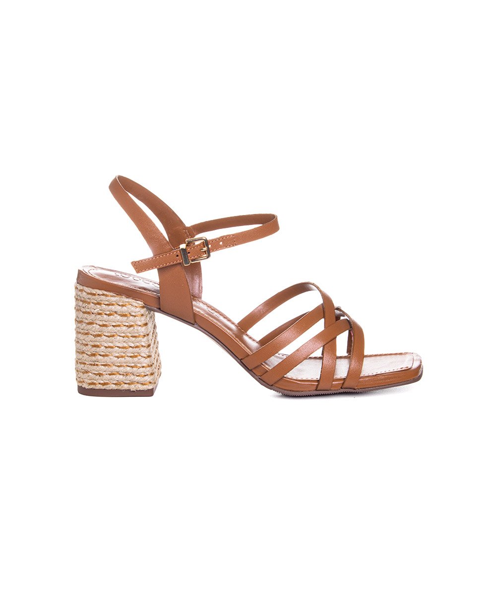 Sandália Loucos E Santos Salto Médio Couro Moca