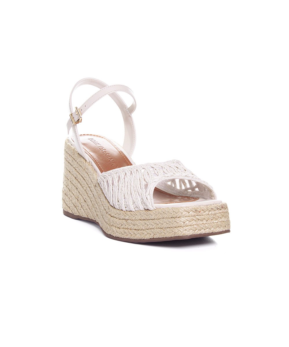 Sandália Anabela Loucos E Santos Salto Alto Off White Branco 2