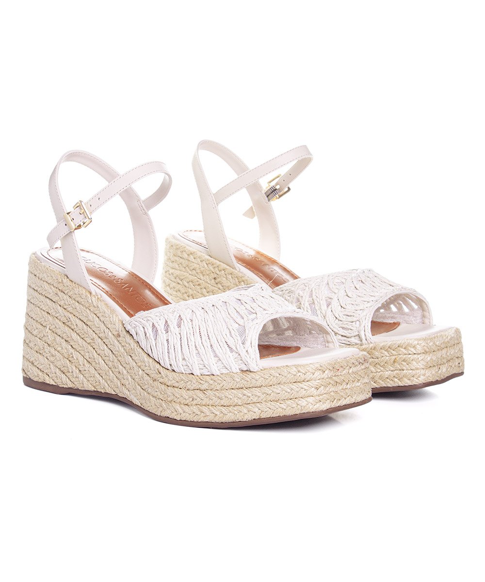 Sandália Anabela Loucos E Santos Salto Alto Off White Branco 4