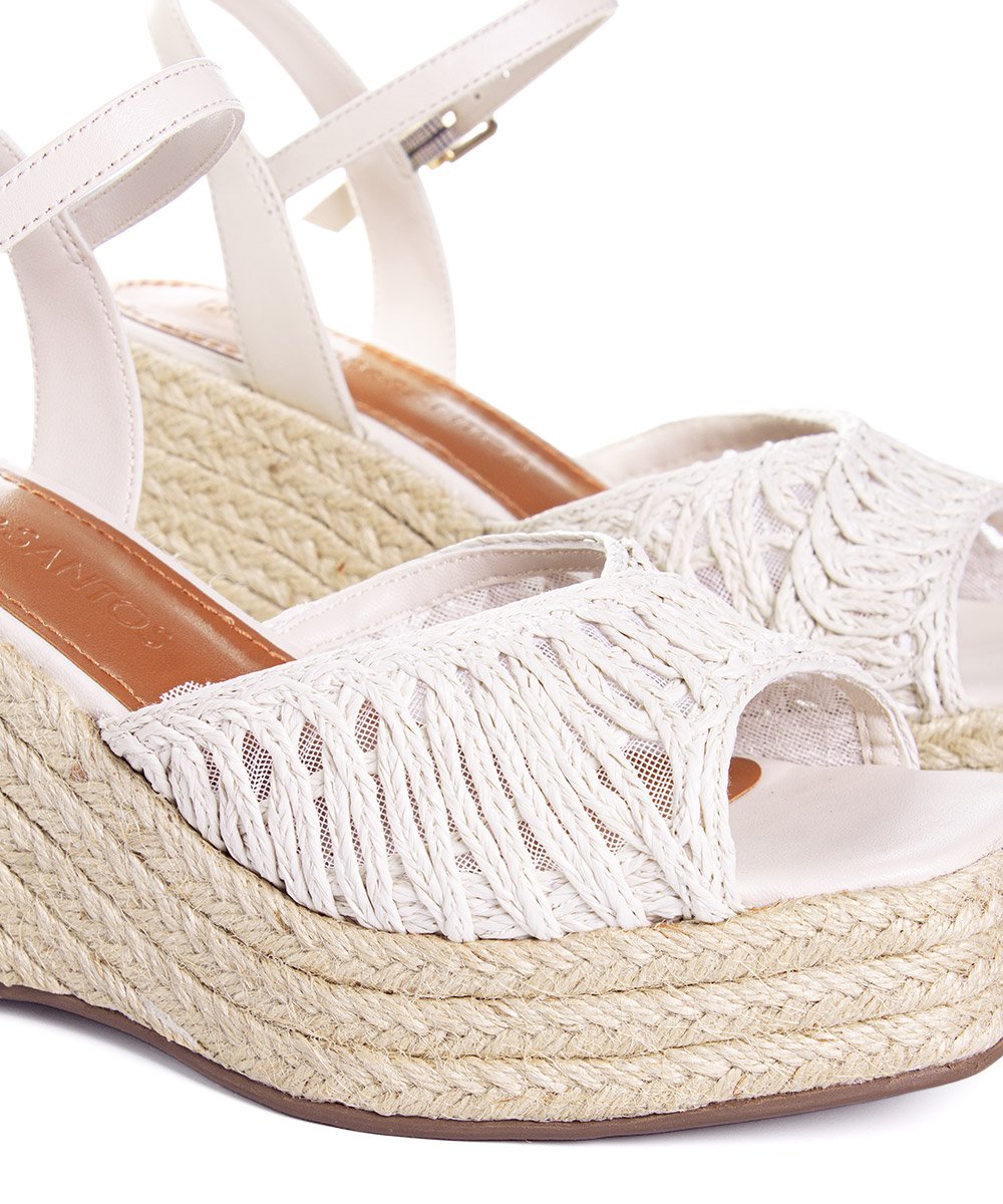 Sandália Anabela Loucos E Santos Salto Alto Off White Branco 5