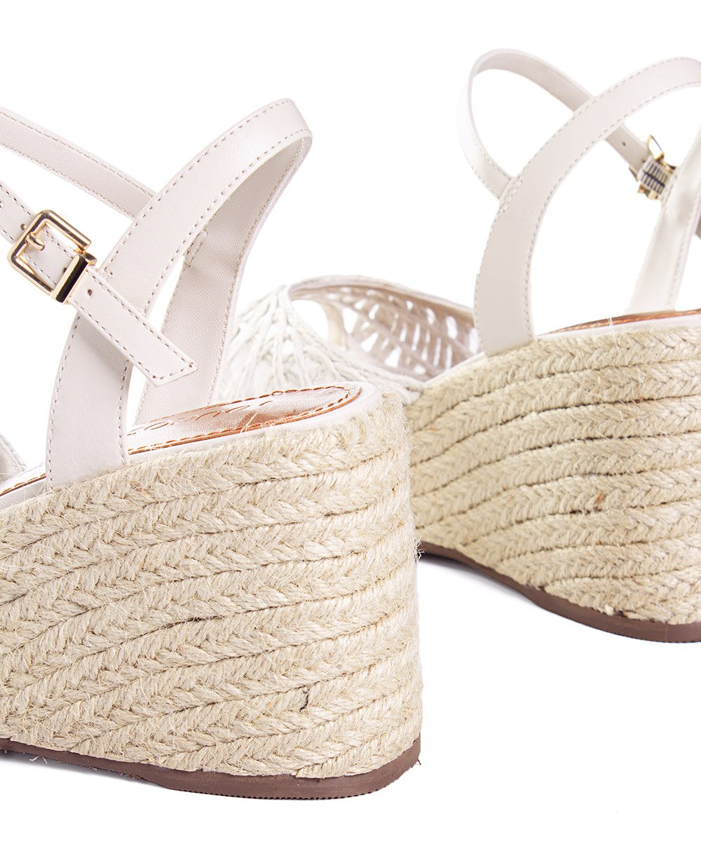 Sandália Anabela Loucos E Santos Salto Alto Off White Branco 6