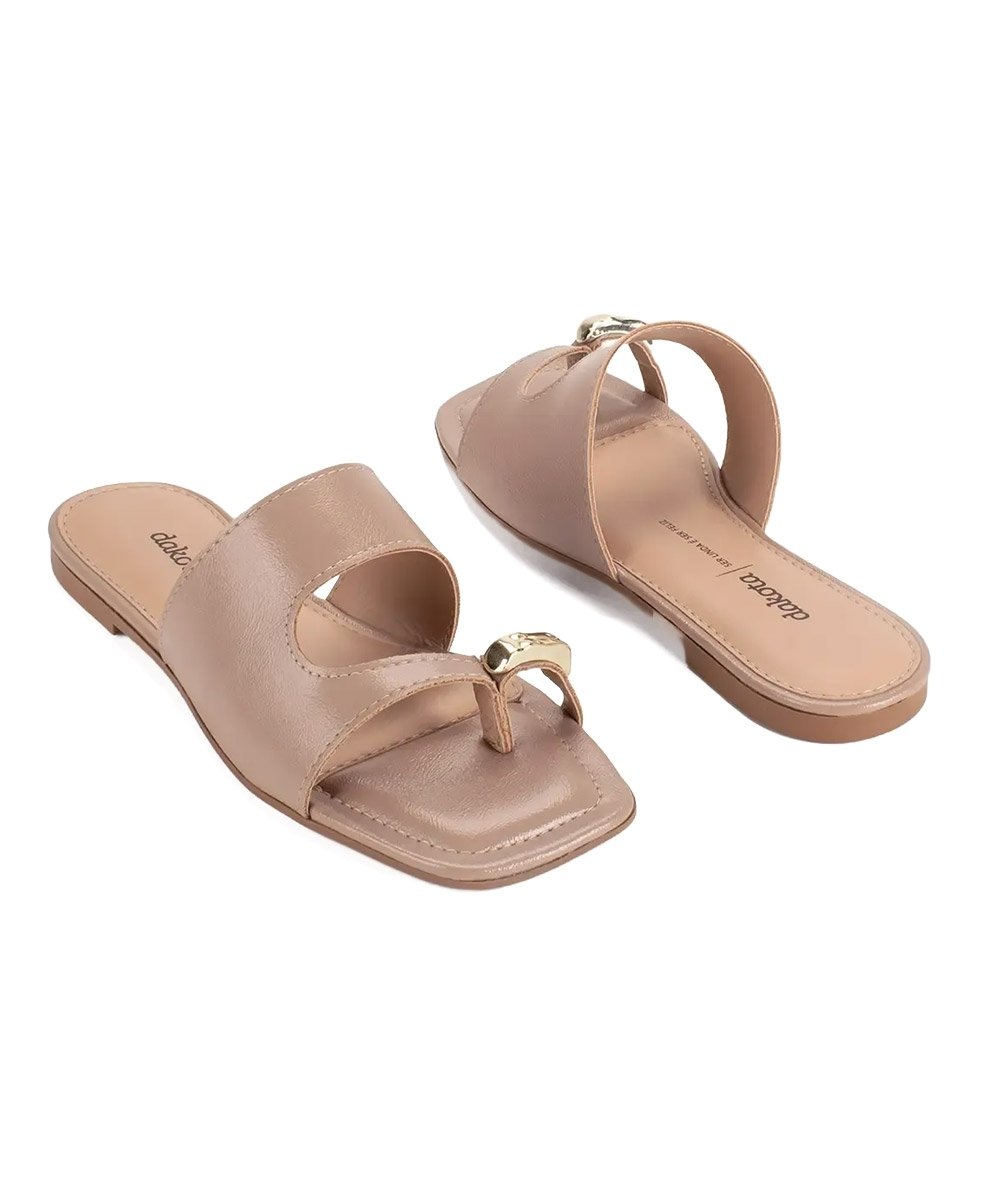 Tamanco Rasteira Dakota Capuccino Bege 10