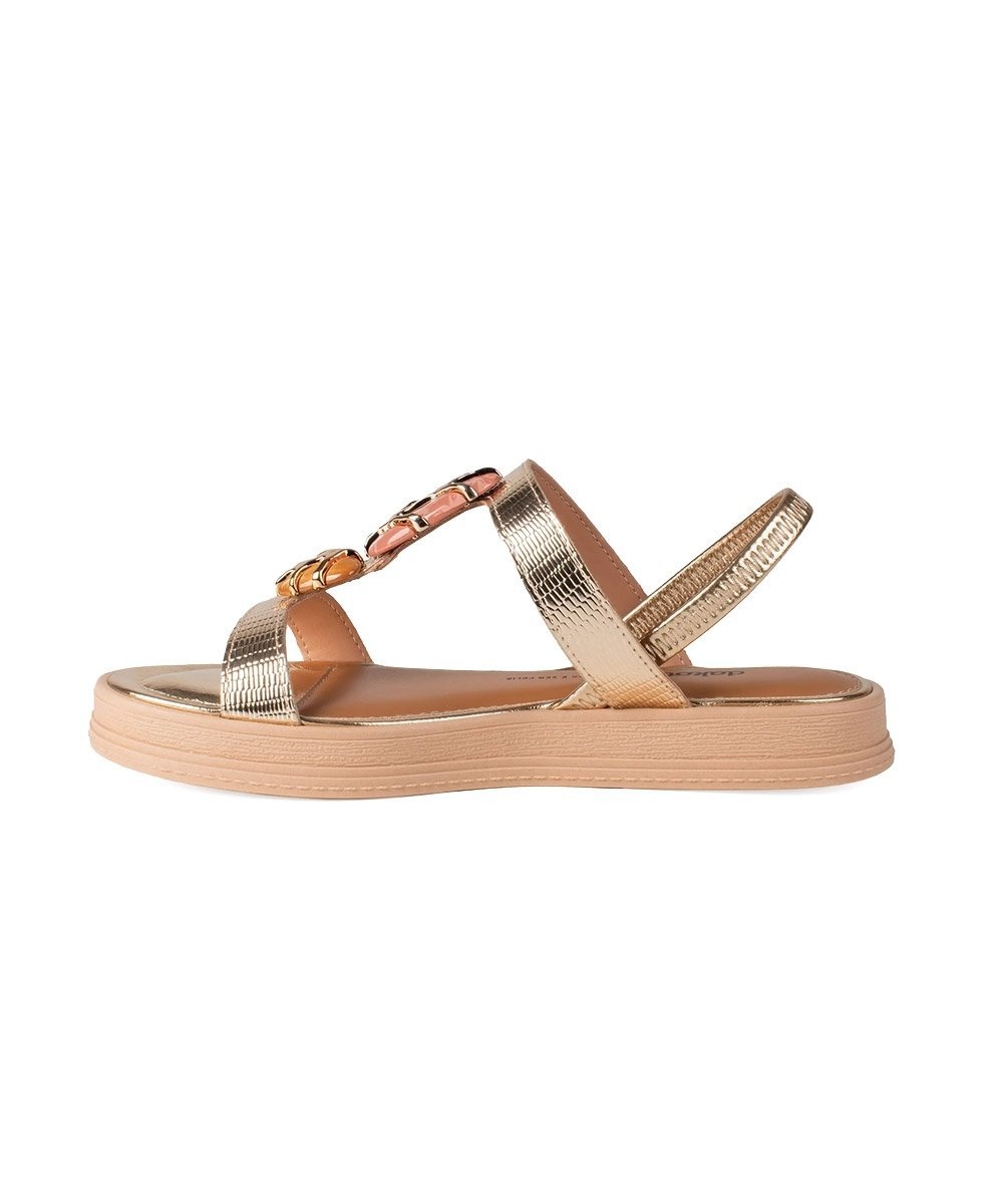 Sandália Flatform Dakota Pedrarias Champanhe Dourado 9