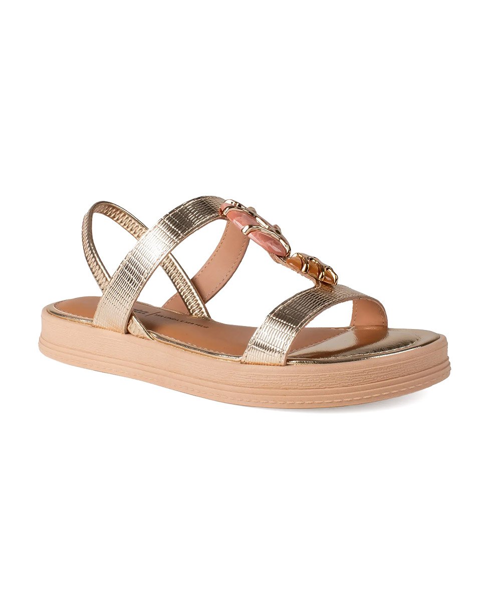 Sandália Flatform Dakota Pedrarias Champanhe Dourado 2