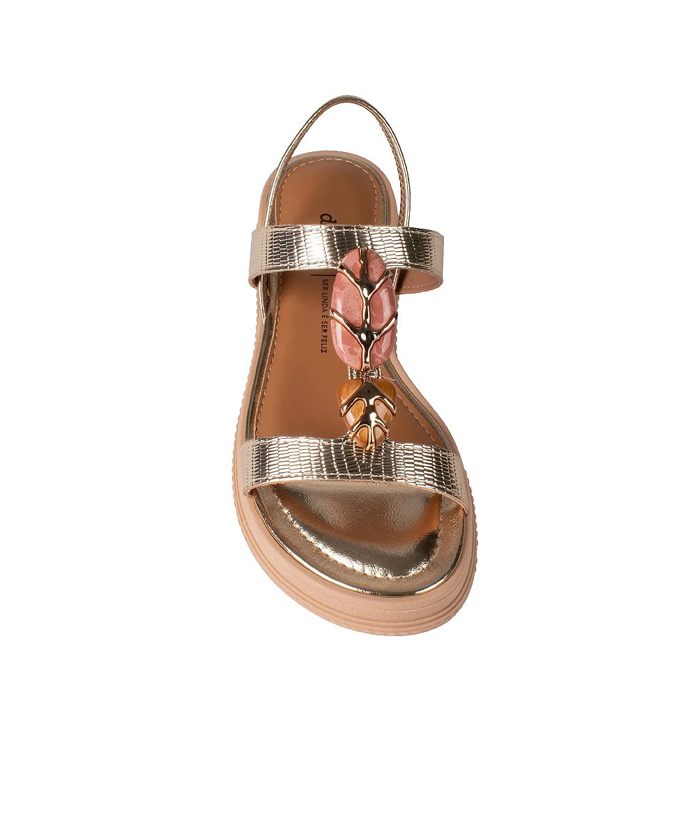 Sandália Flatform Dakota Pedrarias Champanhe Dourado 3