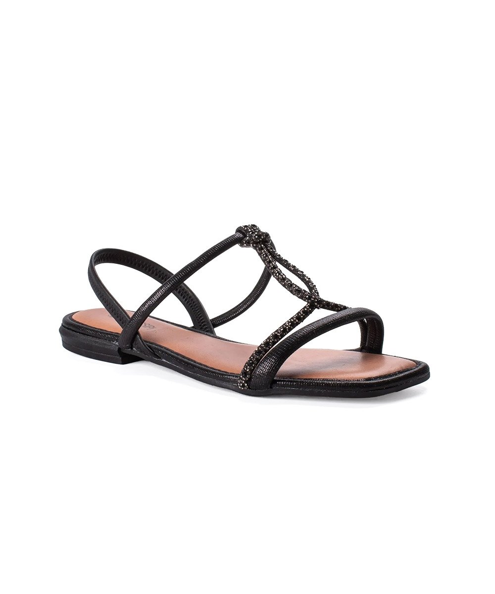 Sandália Rasteira Mississipi Strass Preto Preto 3
