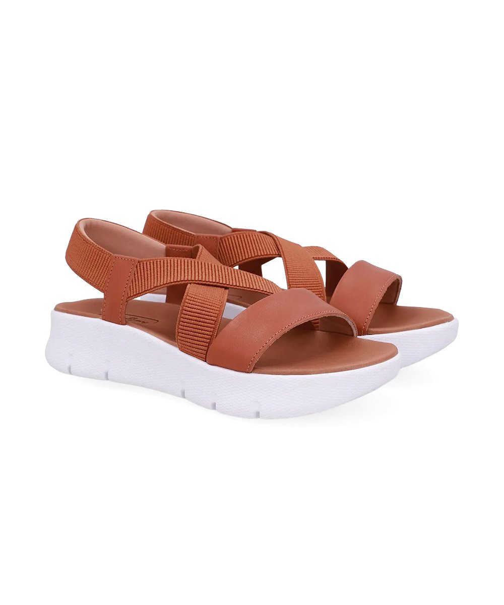 Sandália Papete Usaflex Tiras Couro Caramelo Marrom 2