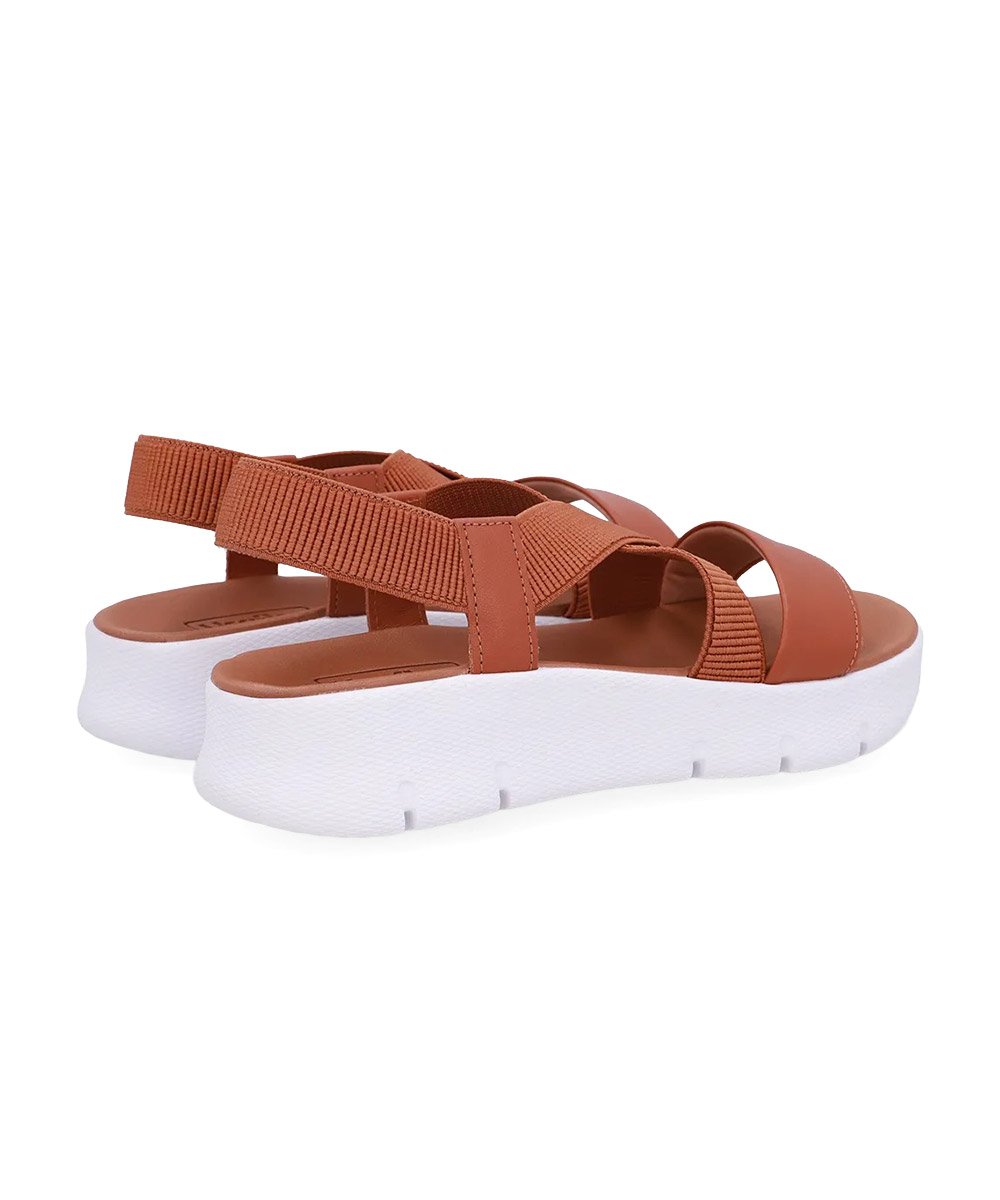 Sandália Papete Usaflex Tiras Couro Caramelo Marrom 3