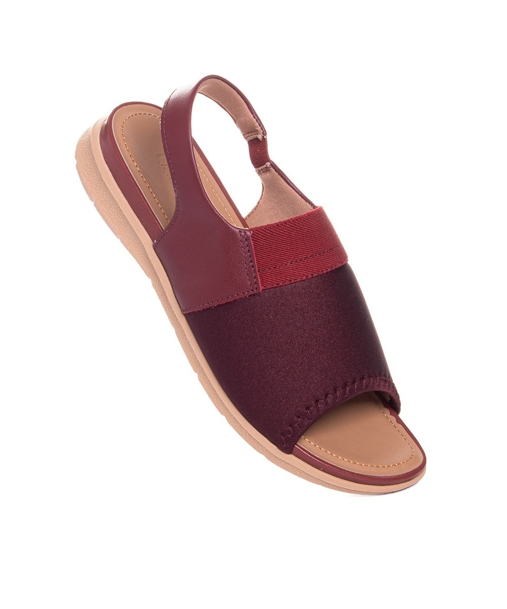 Sandália Usaflex Low Impact Elastano Couro Vermelho Vermelho 2