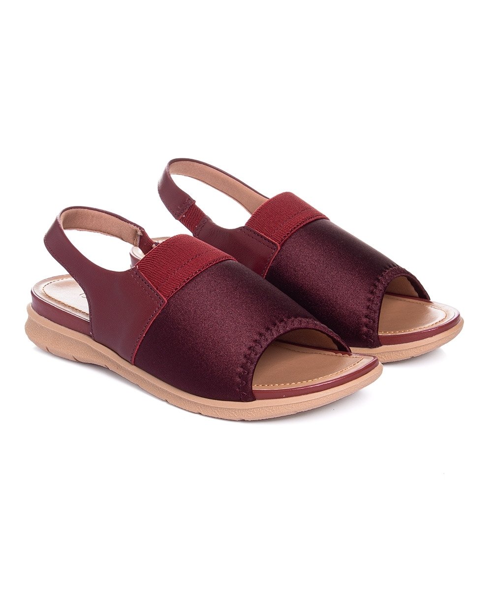 Sandália Usaflex Low Impact Elastano Couro Vermelho Vermelho 3