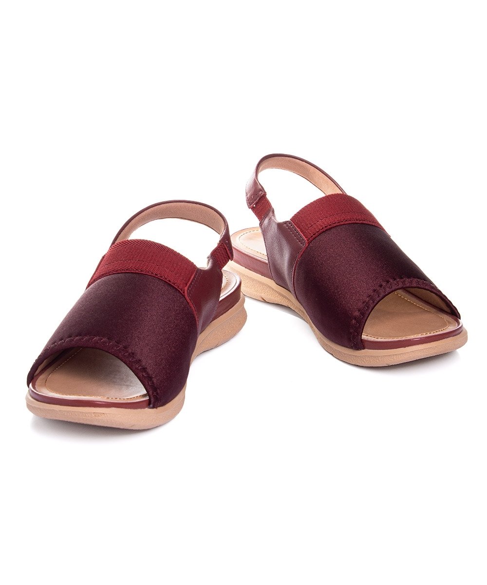 Sandália Usaflex Low Impact Elastano Couro Vermelho Vermelho 4