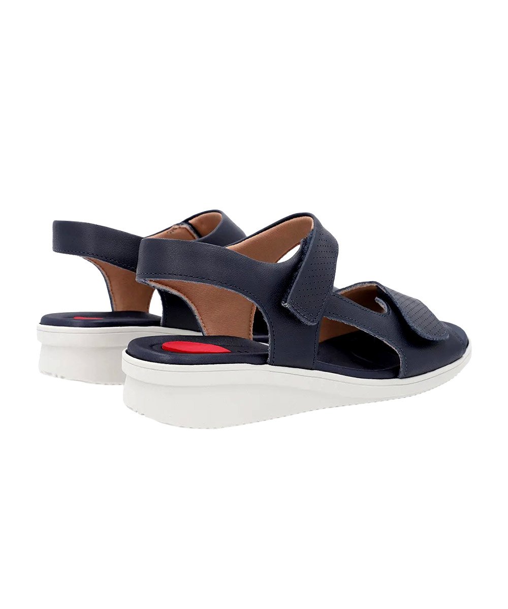 Sandália Plataforma Usaflex Tiras Fecho Couro Marinho Azul 3