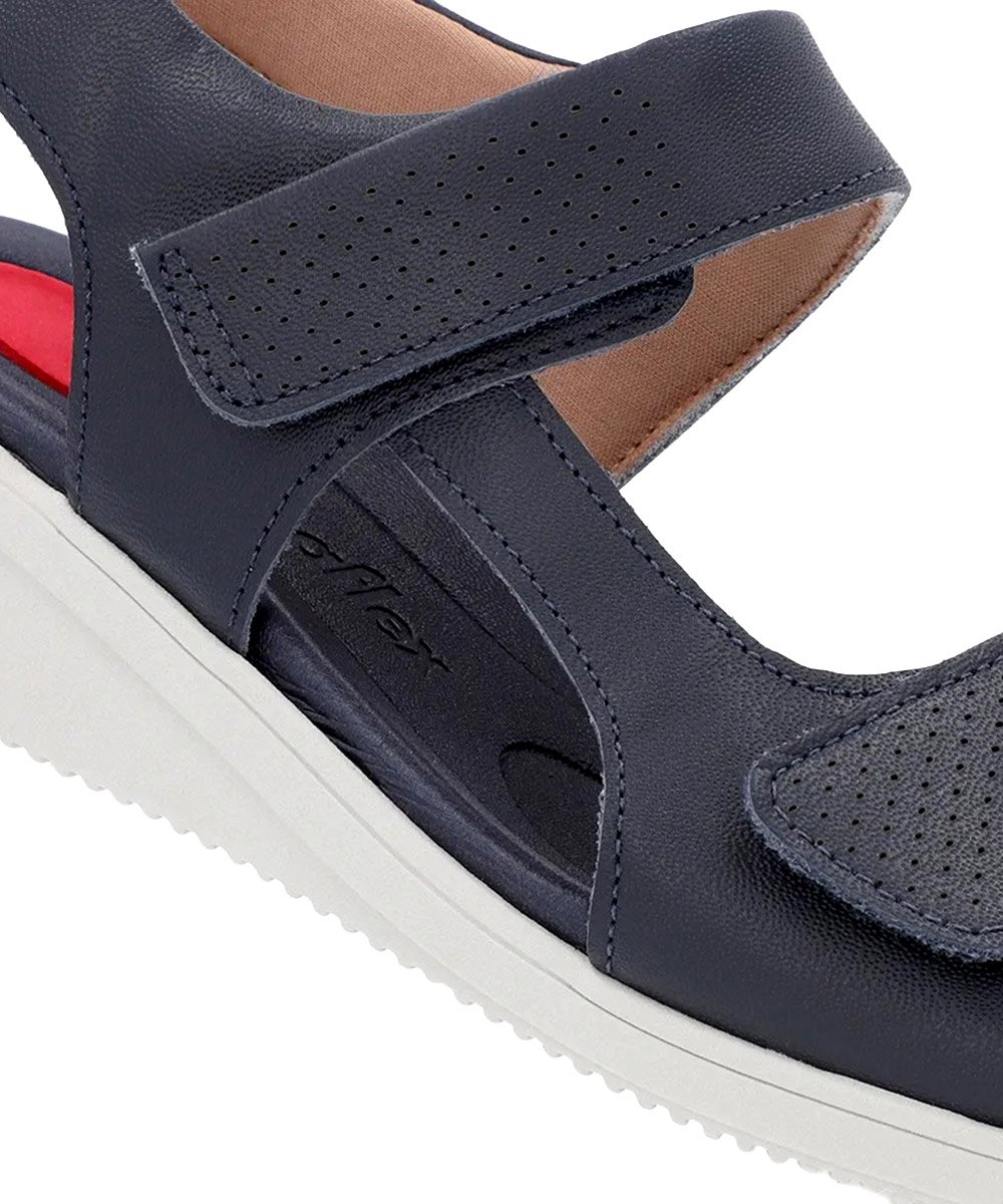 Sandália Plataforma Usaflex Tiras Fecho Couro Marinho Azul 4