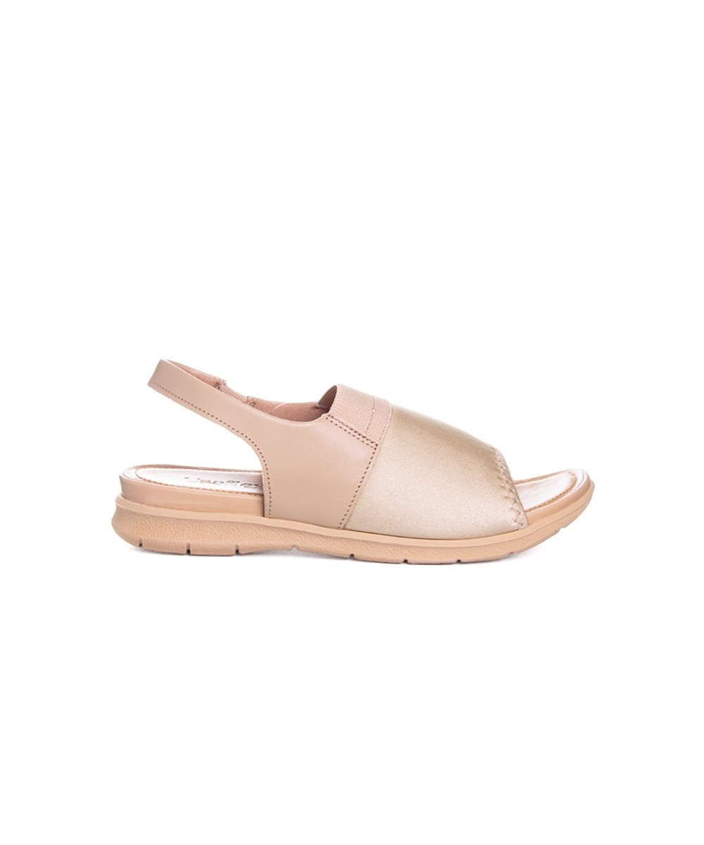 Sandália Usaflex Low Impact Elastano Couro Bege