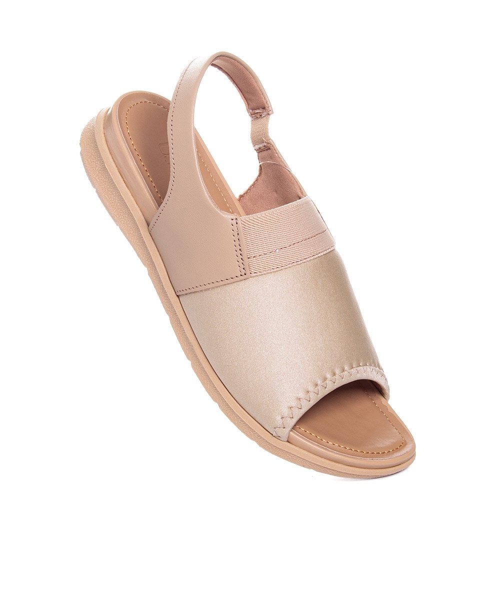 Sandália Usaflex Low Impact Elastano Couro Bege Bege 2