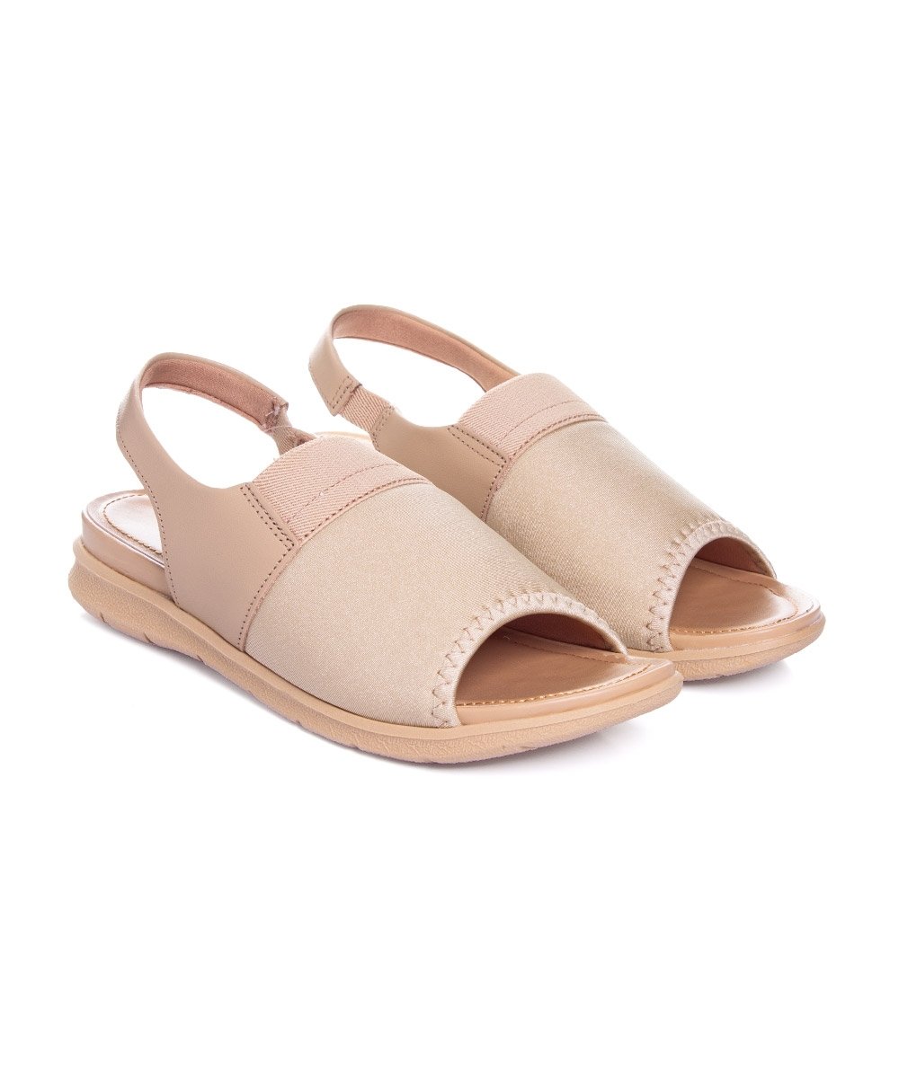 Sandália Usaflex Low Impact Elastano Couro Bege Bege 3