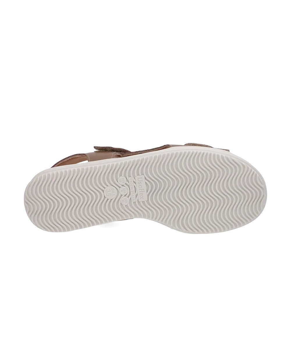 Sandália Plataforma Usaflex Tiras Fecho Couro Bege Bege 5