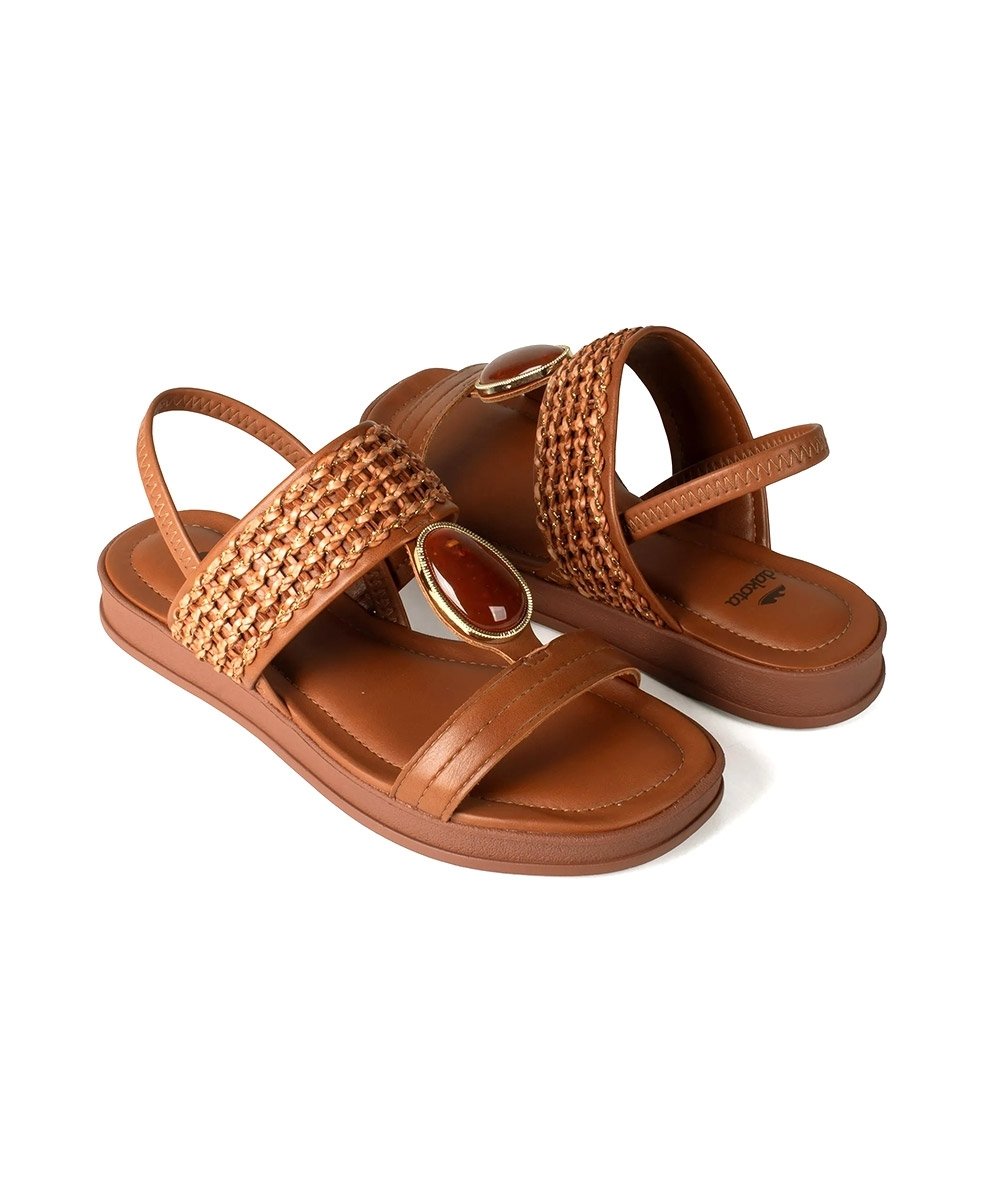 Sandália Dakota Flatform Tira Tramada Caramelo Marrom 13