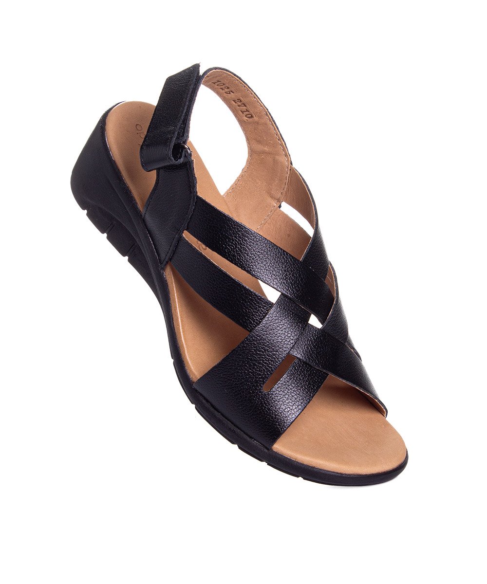 Sandália Feminina Opananken Edda Antistress Couro Preto Preto 2