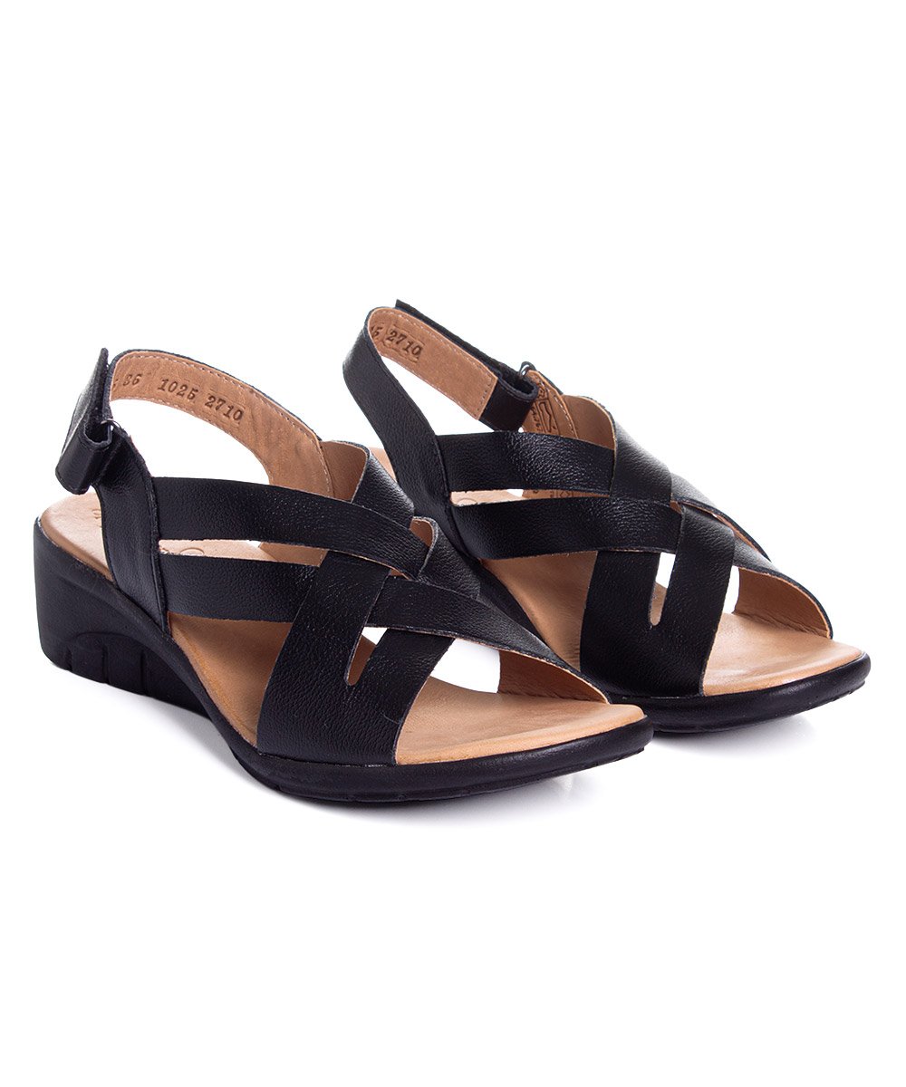 Sandália Feminina Opananken Edda Antistress Couro Preto Preto 3