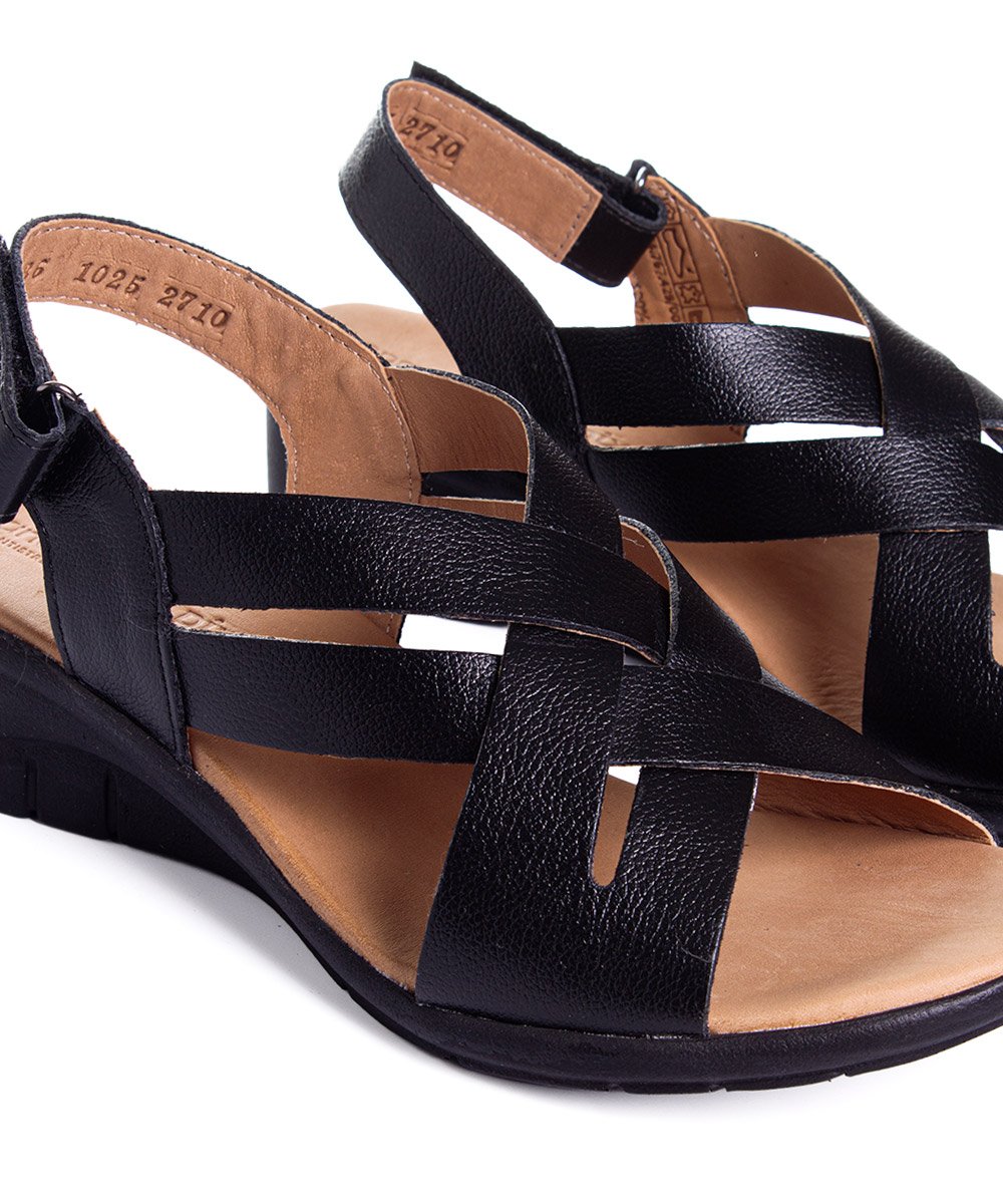 Sandália Feminina Opananken Edda Antistress Couro Preto Preto 4