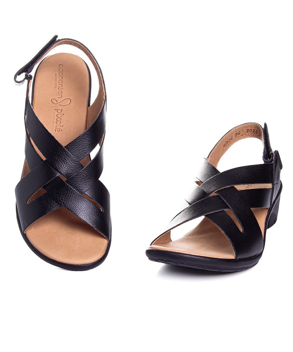 Sandália Feminina Opananken Edda Antistress Couro Preto Preto 5