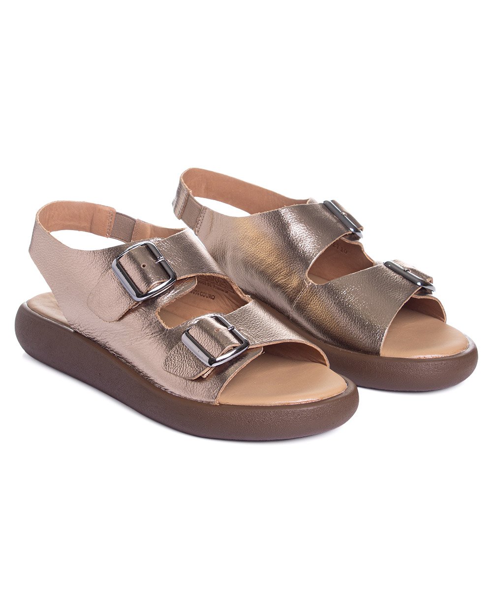 Sandália Feminina Opananken Comfy Couro Prata Velho Prata 3