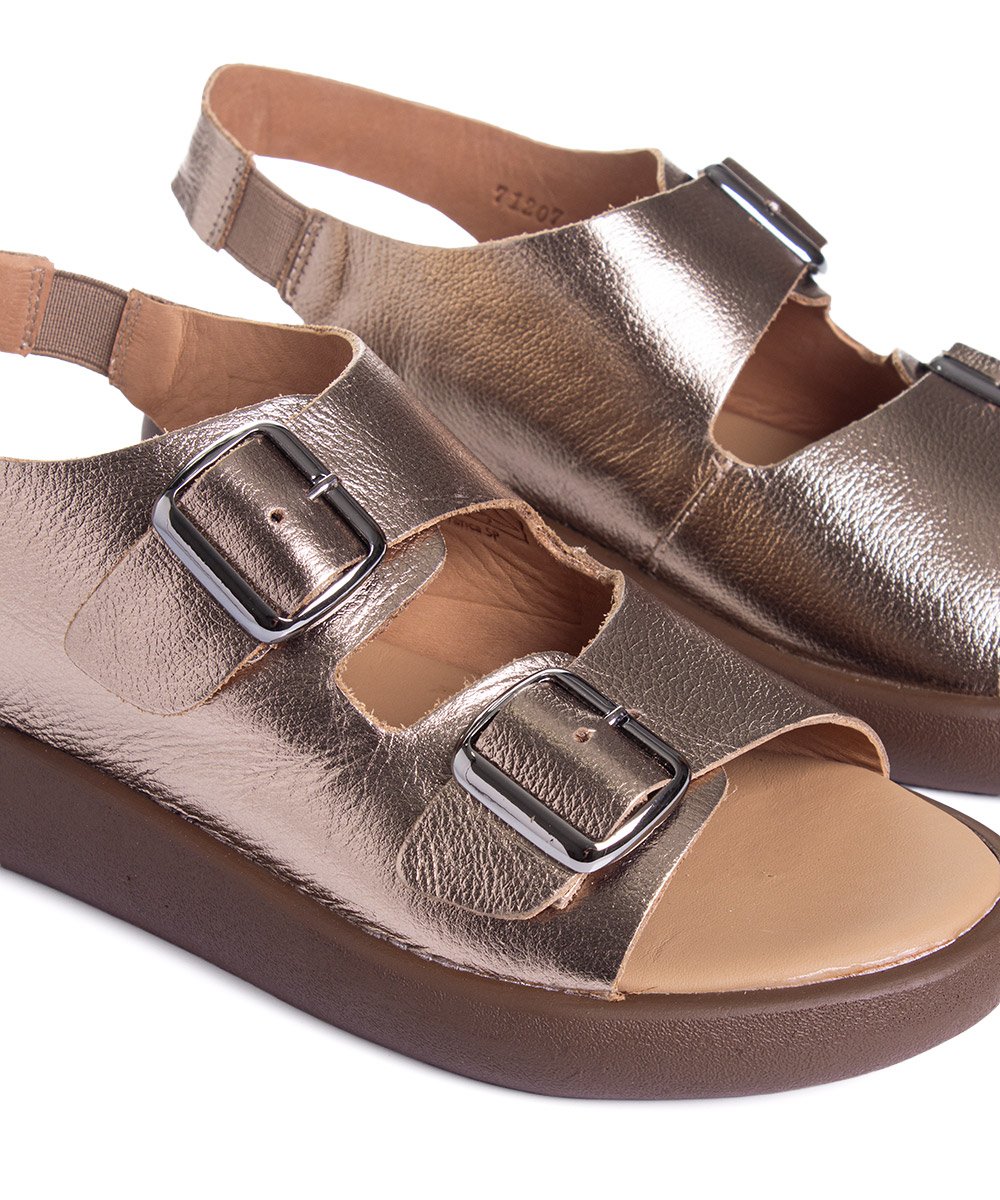 Sandália Feminina Opananken Comfy Couro Prata Velho Prata 4