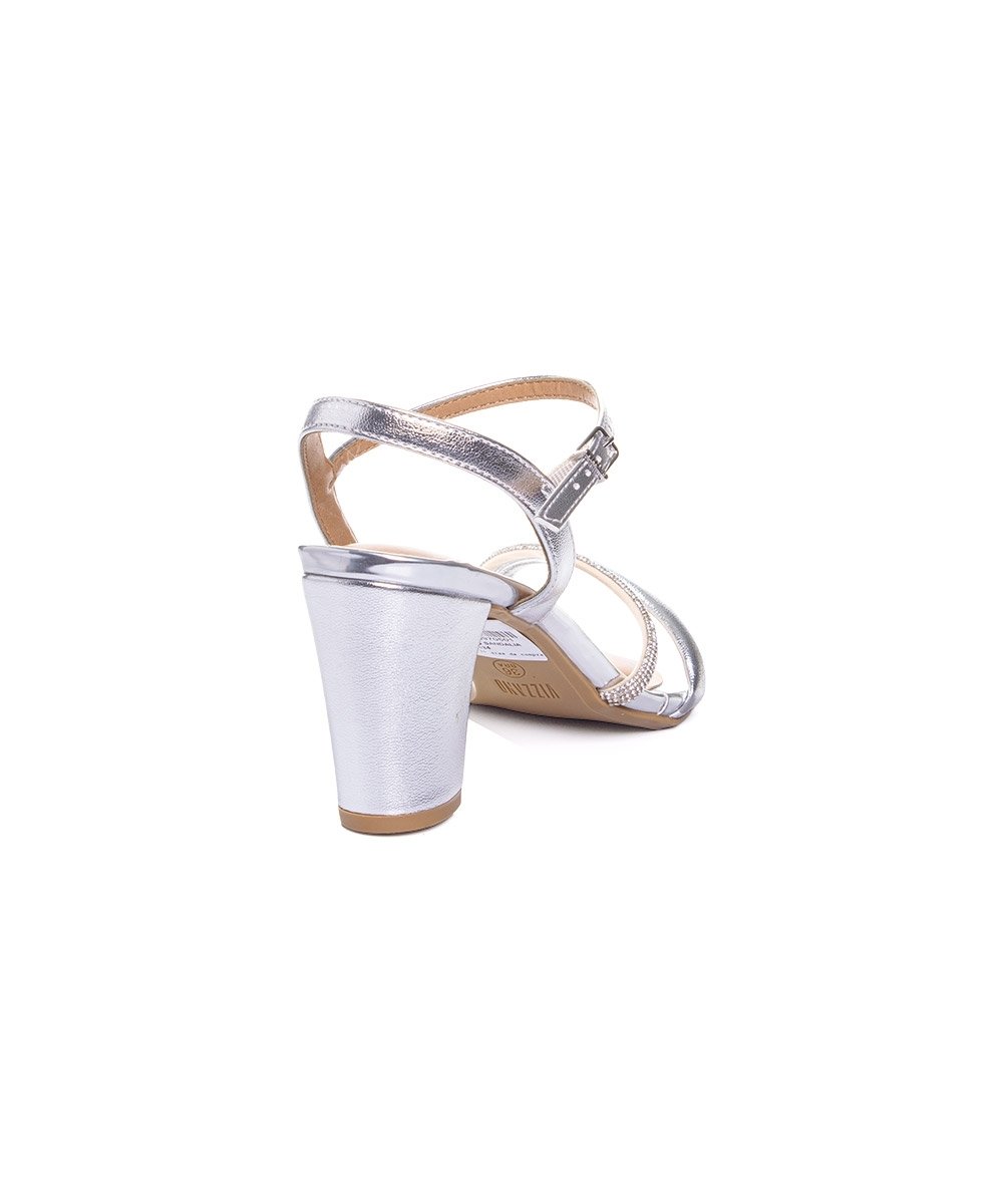 Sandália Vizzano Salto Bloco Prata Prata 9