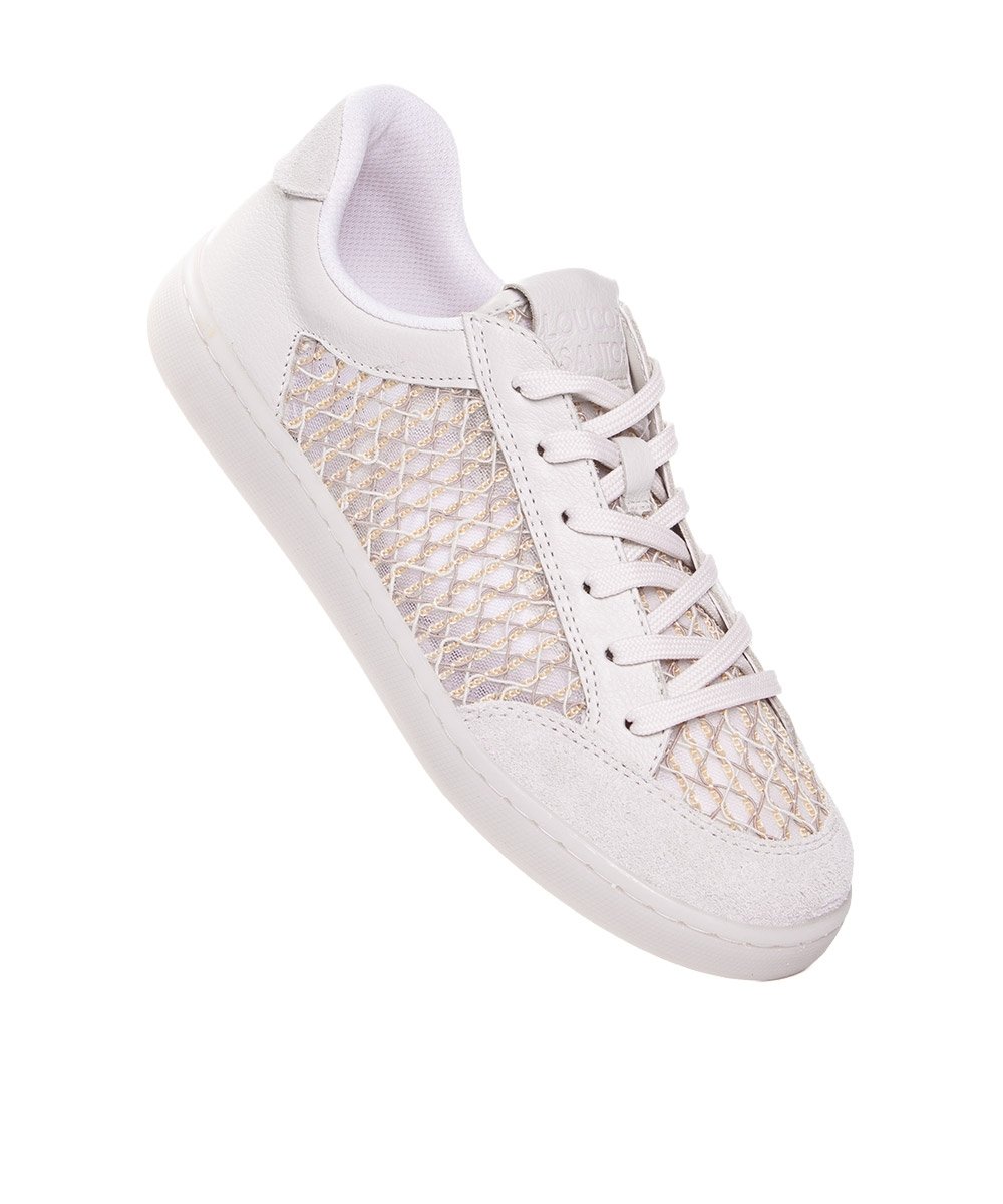 Tênis Loucos E Santos Trançado Couro Off White Branco 2