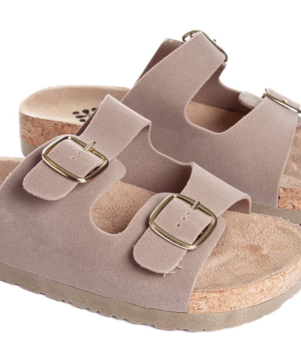 Tamanco Flatform Pixolé Fivelas Taupy Bege 4