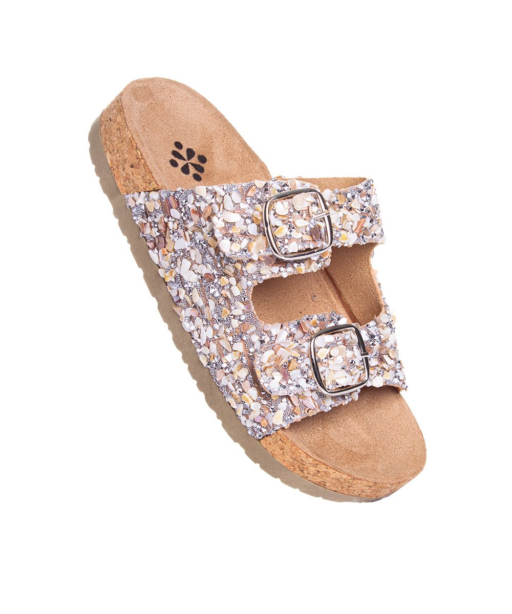 Tamanco Flatform Pixolé Pedriscos Ambar Bege 2