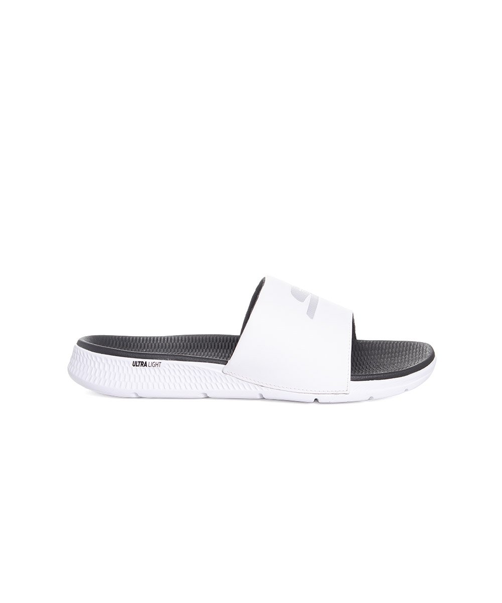 Chinelo Slide Skechers Goga Mat 229030 Branco/Preto