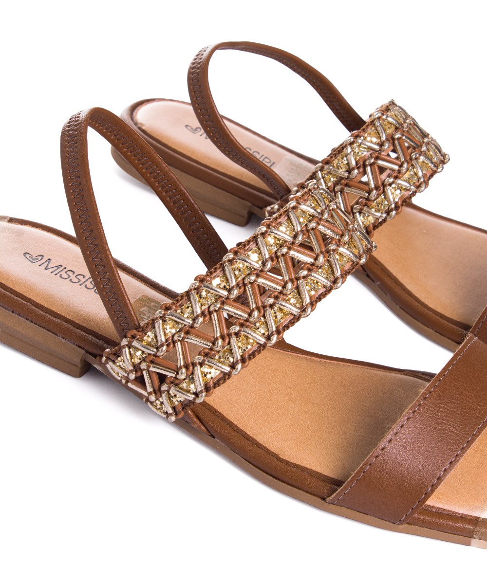 Sandália Feminina Mississipi Salto Baixo Tabaco Marrom 4